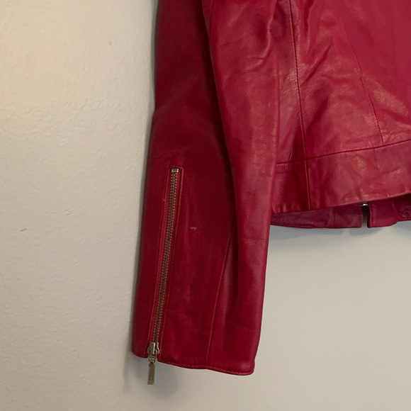 Id. Collection Pink Leather Moto Jacket Vintage Women Size 8 FLAWED - SEE NOTES - Picture 12 of 13
